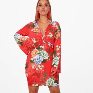 Kimono faux wrap dress